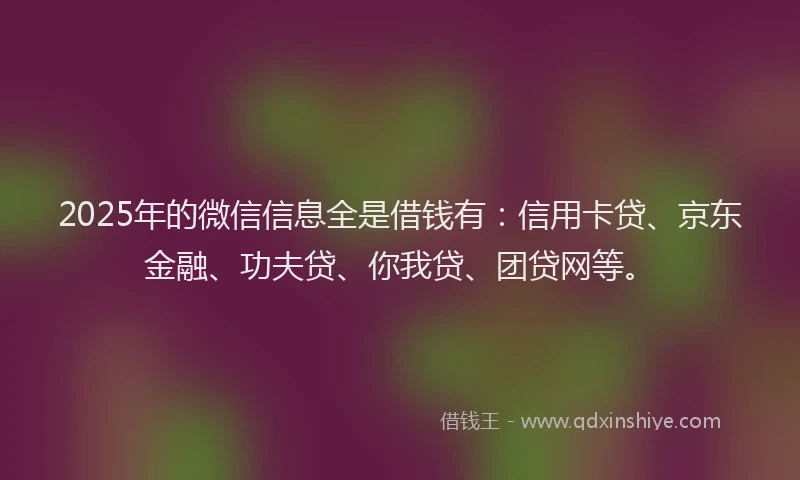 2025年的微信信息全是借钱有：信用卡贷、京东金融、功夫贷、你我贷、团贷网等。