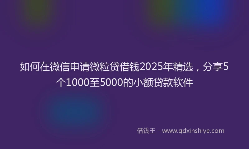 如何在微信申请微粒贷借钱2025年精选，分享5个1000至5000的小额贷款软件