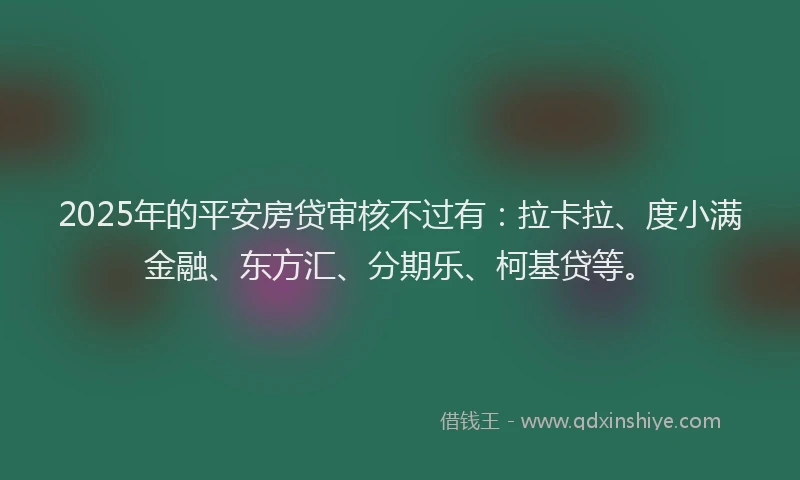 2025年的平安房贷审核不过有：拉卡拉、度小满金融、东方汇、分期乐、柯基贷等。