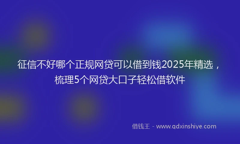 征信不好哪个正规网贷可以借到钱2025年精选，梳理5个网贷大口子轻松借软件