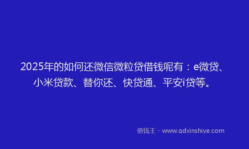 2025年的如何还微信微粒贷借钱呢有：e微贷、小米贷款、替你还、快贷通、平安i贷等。
