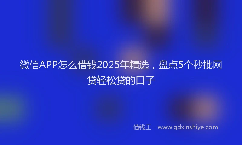 微信APP怎么借钱2025年精选，盘点5个秒批网贷轻松贷的口子