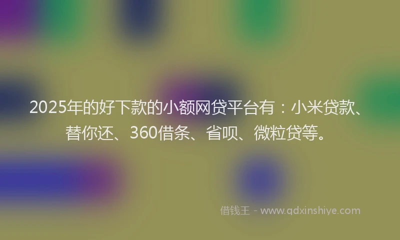 2025年的好下款的小额网贷平台有：小米贷款、替你还、360借条、省呗、微粒贷等。