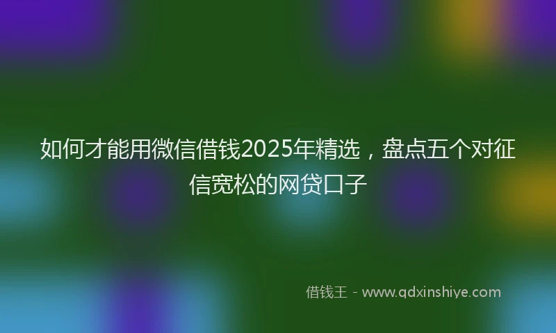如何才能用微信借钱2025年精选，盘点五个对征信宽松的网贷口子