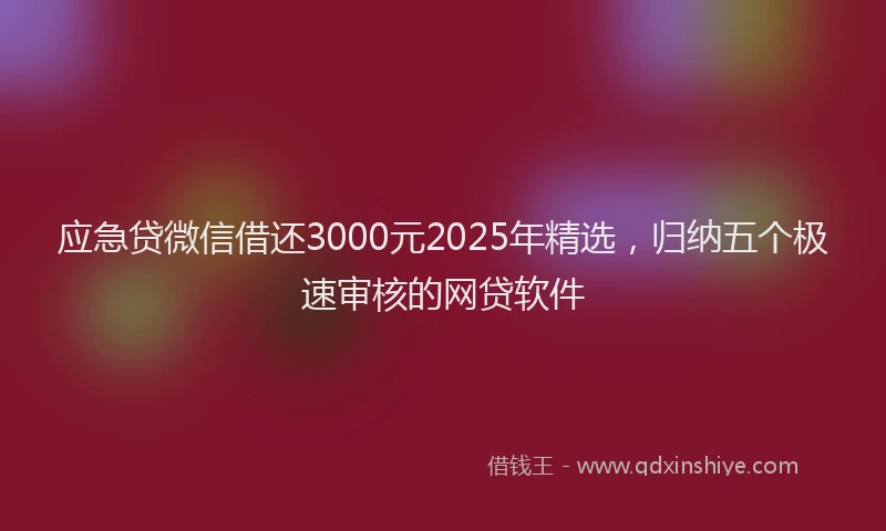 应急贷微信借还3000元2025年精选，归纳五个极速审核的网贷软件