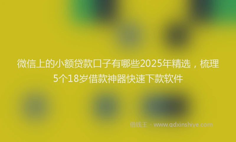 微信上的小额贷款口子有哪些2025年精选，梳理5个18岁借款神器快速下款软件