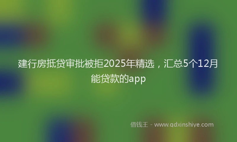 建行房抵贷审批被拒2025年精选，汇总5个12月能贷款的app