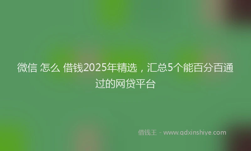 微信 怎么 借钱2025年精选，汇总5个能百分百通过的网贷平台