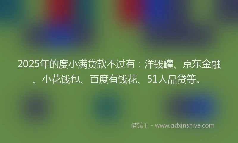 2025年的度小满贷款不过有：洋钱罐、京东金融、小花钱包、百度有钱花、51人品贷等。