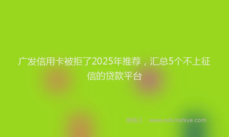 广发信用卡被拒了2025年推荐，汇总5个不上征信的贷款平台