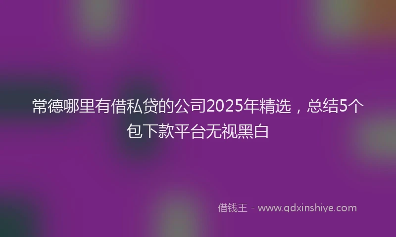 常德哪里有借私贷的公司2025年精选，总结5个包下款平台无视黑白