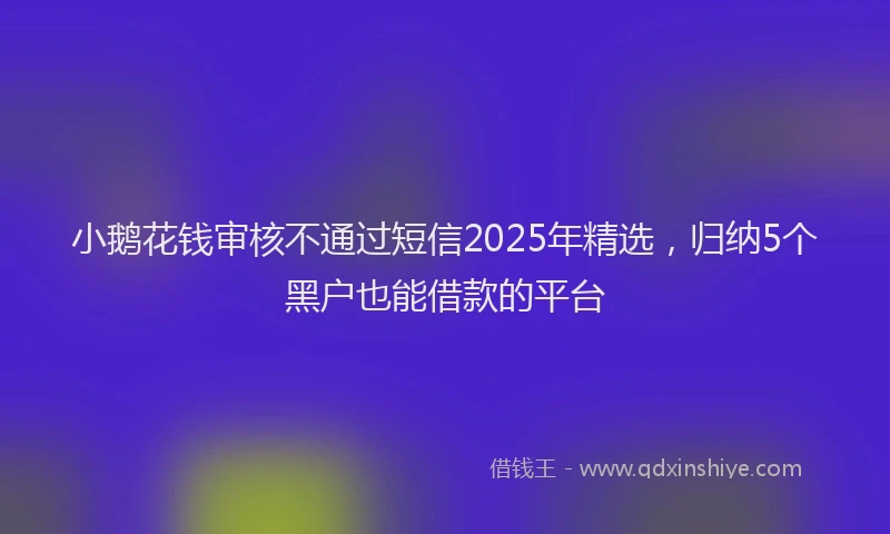 小鹅花钱审核不通过短信2025年精选，归纳5个黑户也能借款的平台