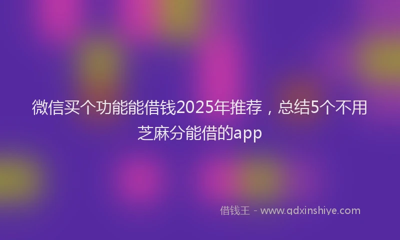 微信买个功能能借钱2025年推荐，总结5个不用芝麻分能借的app