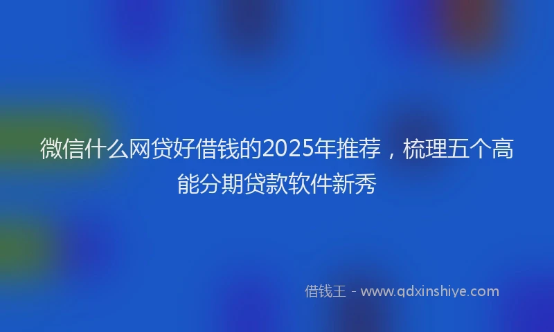 微信什么网贷好借钱的2025年推荐，梳理五个高能分期贷款软件新秀