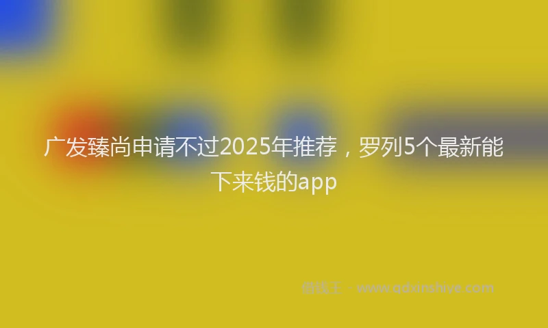 广发臻尚申请不过2025年推荐，罗列5个最新能下来钱的app