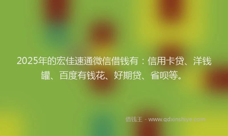 2025年的宏佳速通微信借钱有：信用卡贷、洋钱罐、百度有钱花、好期贷、省呗等。