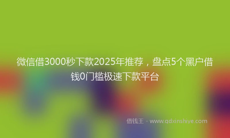 微信借3000秒下款2025年推荐，盘点5个黑户借钱0门槛极速下款平台