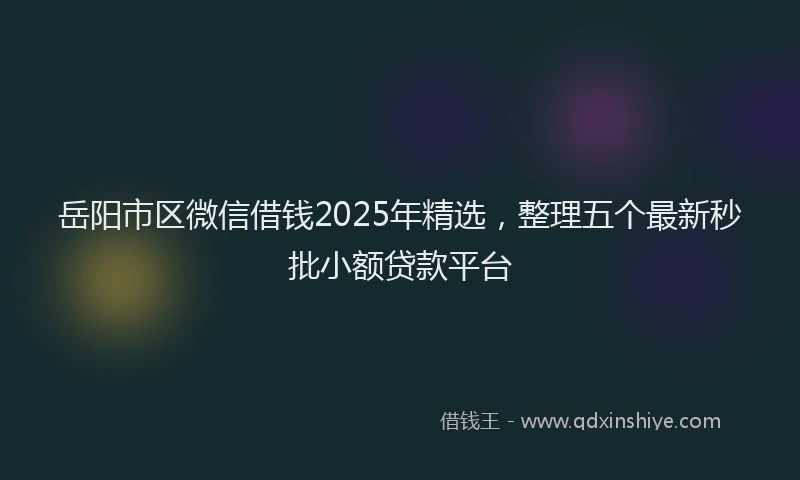 岳阳市区微信借钱2025年精选，整理五个最新秒批小额贷款平台