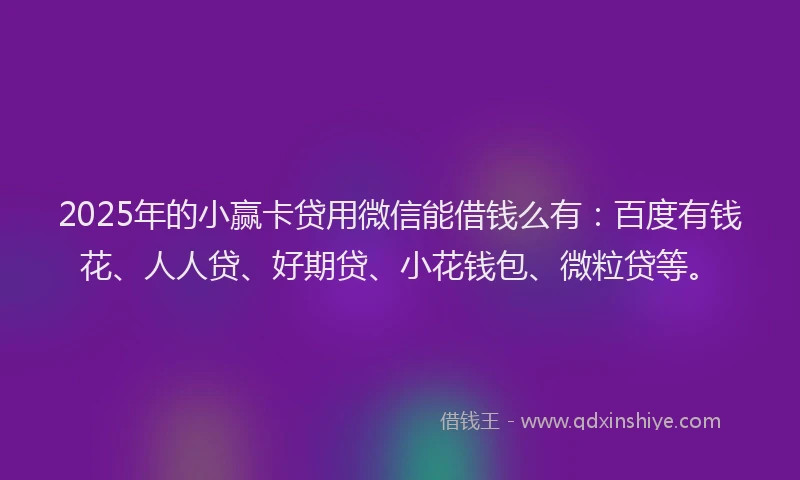 2025年的小赢卡贷用微信能借钱么有：百度有钱花、人人贷、好期贷、小花钱包、微粒贷等。