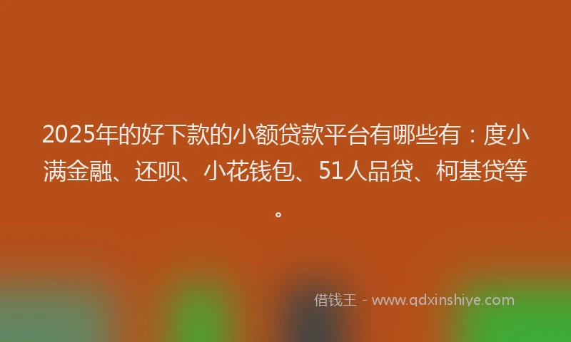 2025年的好下款的小额贷款平台有哪些有：度小满金融、还呗、小花钱包、51人品贷、柯基贷等。
