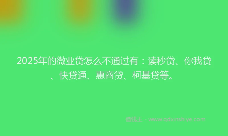 2025年的微业贷怎么不通过有：读秒贷、你我贷、快贷通、惠商贷、柯基贷等。