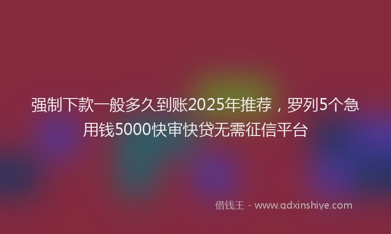 强制下款一般多久到账2025年推荐，罗列5个急用钱5000快审快贷无需征信平台