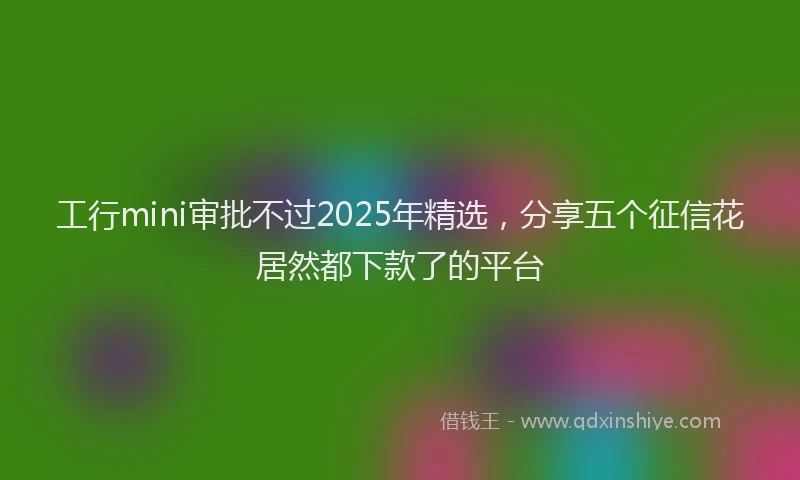 工行mini审批不过2025年精选，分享五个征信花居然都下款了的平台
