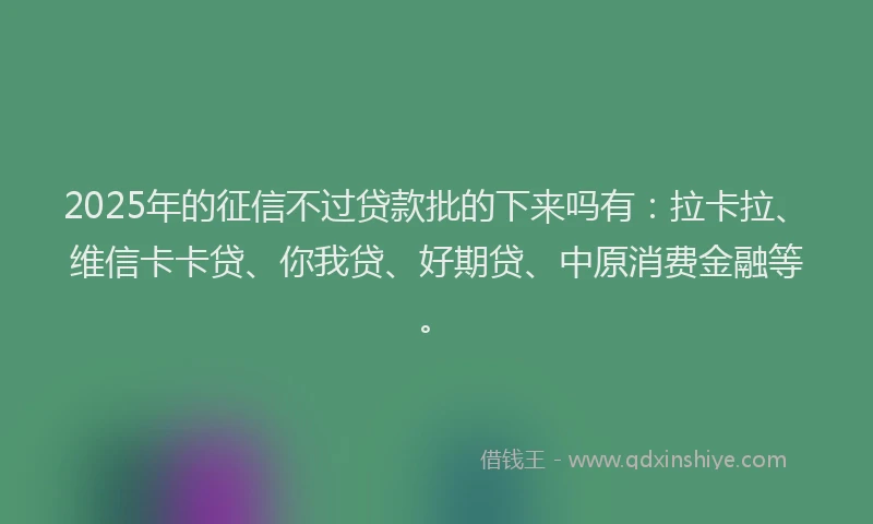 2025年的征信不过贷款批的下来吗有：拉卡拉、维信卡卡贷、你我贷、好期贷、中原消费金融等。
