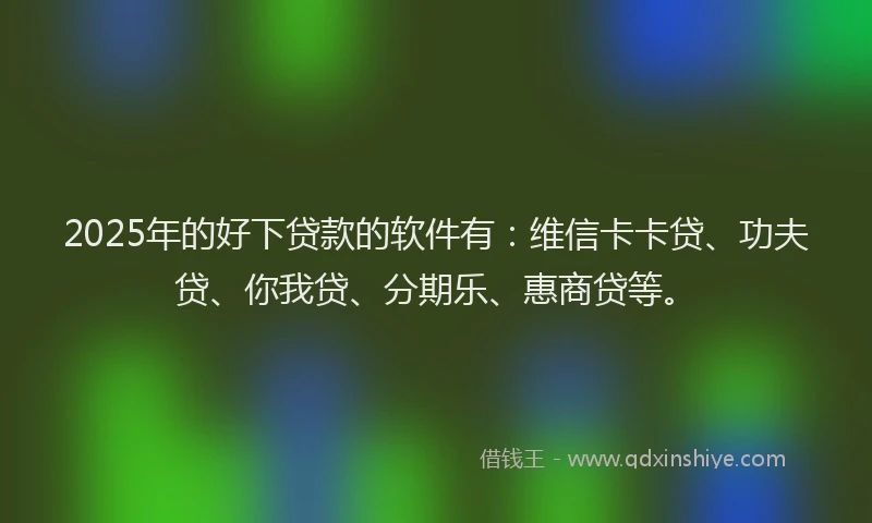 2025年的好下贷款的软件有：维信卡卡贷、功夫贷、你我贷、分期乐、惠商贷等。
