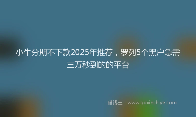 小牛分期不下款2025年推荐，罗列5个黑户急需三万秒到的的平台
