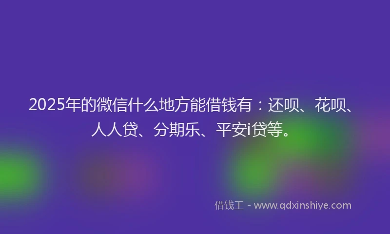 2025年的微信什么地方能借钱有：还呗、花呗、人人贷、分期乐、平安i贷等。