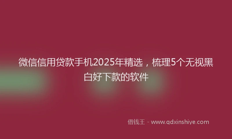 微信信用贷款手机2025年精选，梳理5个无视黑白好下款的软件
