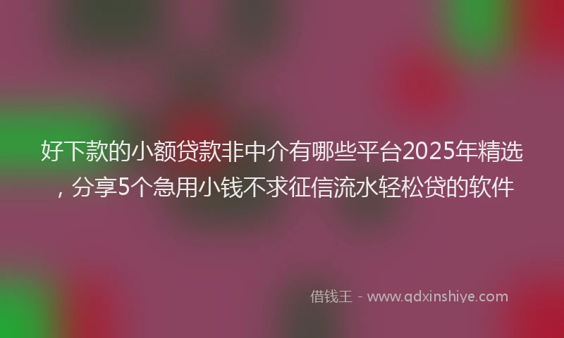 好下款的小额贷款非中介有哪些平台2025年精选，分享5个急用小钱不求征信流水轻松贷的软件