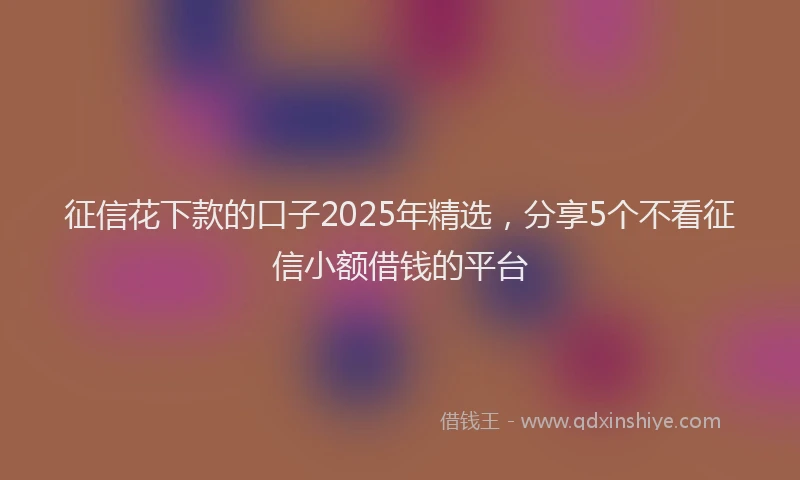 征信花下款的口子2025年精选，分享5个不看征信小额借钱的平台