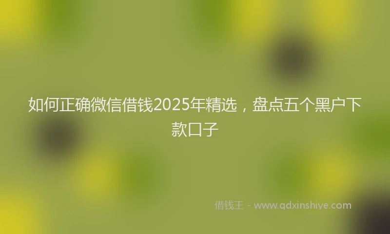 如何正确微信借钱2025年精选，盘点五个黑户下款口子