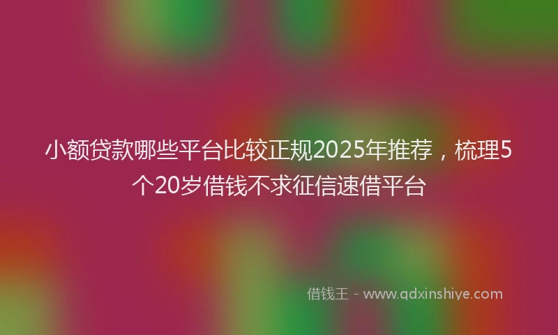 小额贷款哪些平台比较正规2025年推荐，梳理5个20岁借钱不求征信速借平台