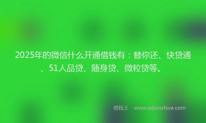 2025年的微信什么开通借钱有：替你还、快贷通、51人品贷、随身贷、微粒贷等。