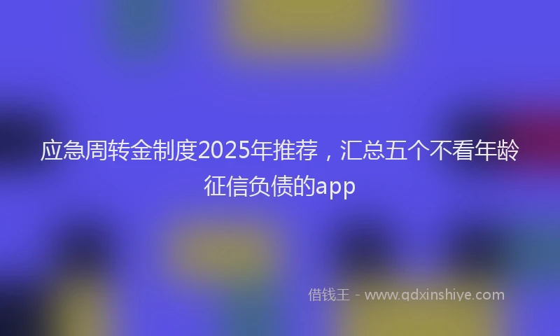 应急周转金制度2025年推荐，汇总五个不看年龄征信负债的app