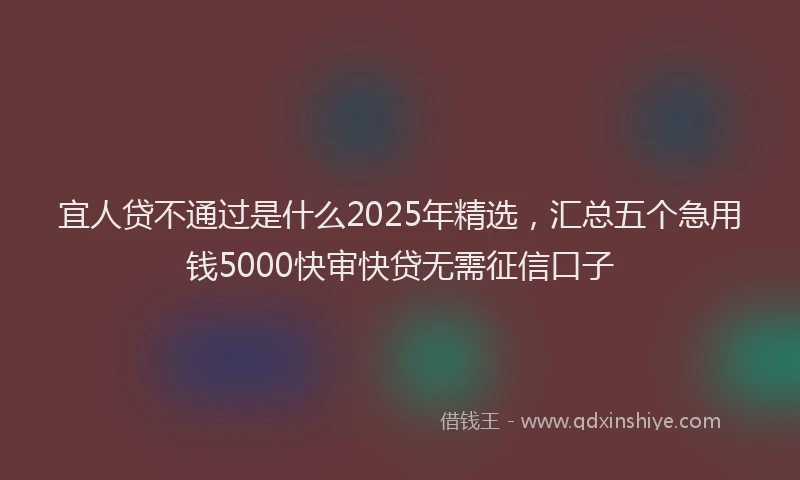 宜人贷不通过是什么2025年精选，汇总五个急用钱5000快审快贷无需征信口子