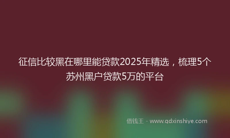 征信比较黑在哪里能贷款2025年精选，梳理5个苏州黑户贷款5万的平台