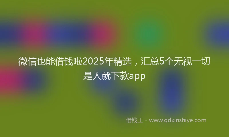 微信也能借钱啦2025年精选，汇总5个无视一切是人就下款app