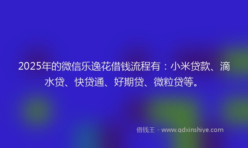 2025年的微信乐逸花借钱流程有：小米贷款、滴水贷、快贷通、好期贷、微粒贷等。