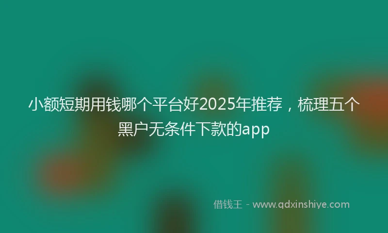 小额短期用钱哪个平台好2025年推荐，梳理五个黑户无条件下款的app