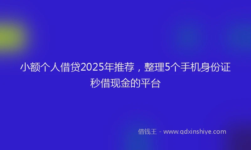小额个人借贷2025年推荐，整理5个手机身份证秒借现金的平台