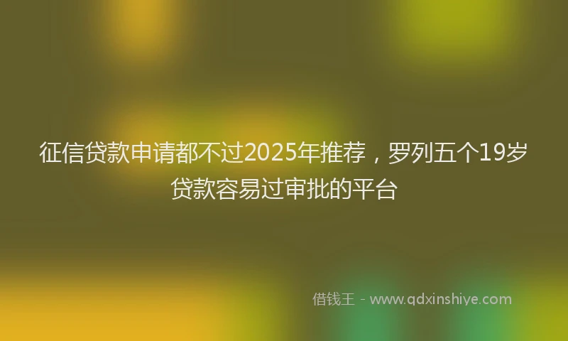 征信贷款申请都不过2025年推荐，罗列五个19岁贷款容易过审批的平台