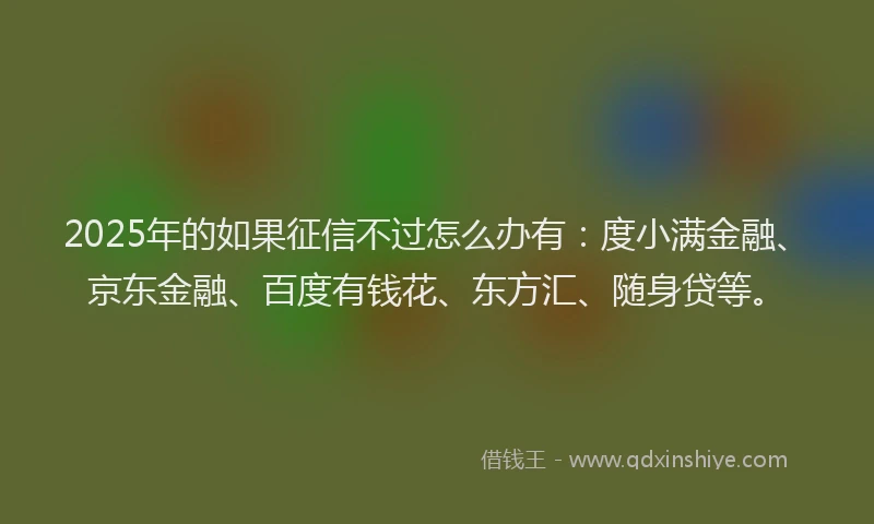 2025年的如果征信不过怎么办有：度小满金融、京东金融、百度有钱花、东方汇、随身贷等。