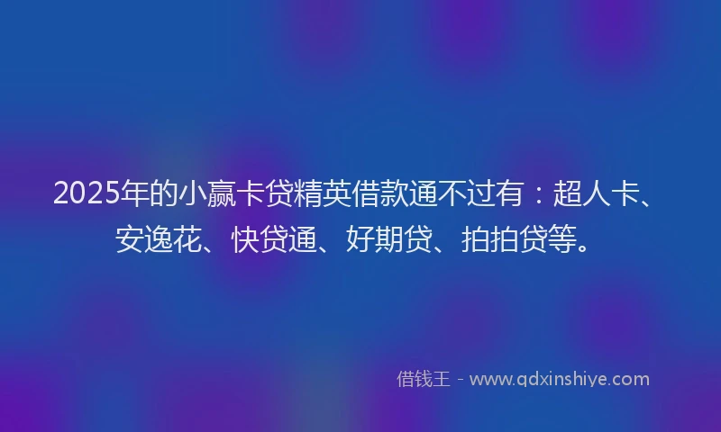 2025年的小赢卡贷精英借款通不过有：超人卡、安逸花、快贷通、好期贷、拍拍贷等。