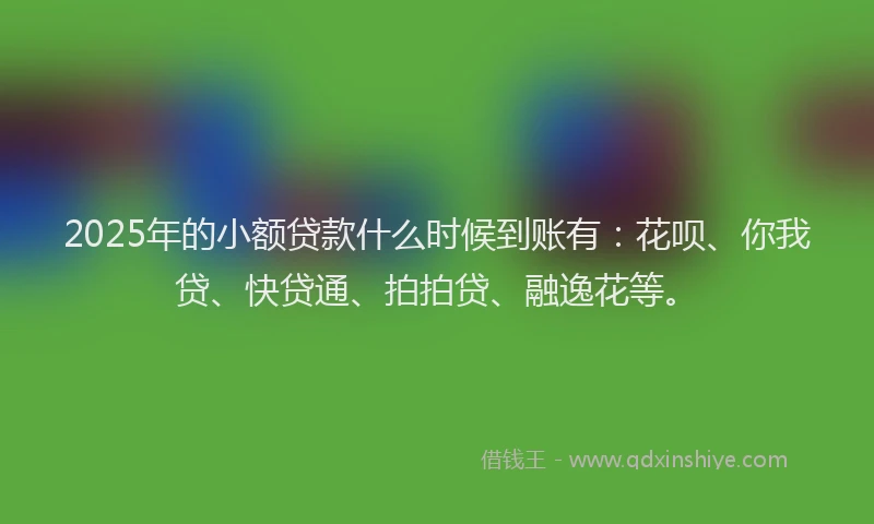 2025年的小额贷款什么时候到账有：花呗、你我贷、快贷通、拍拍贷、融逸花等。