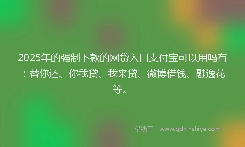 2025年的强制下款的网贷入口支付宝可以用吗有：替你还、你我贷、我来贷、微博借钱、融逸花等。