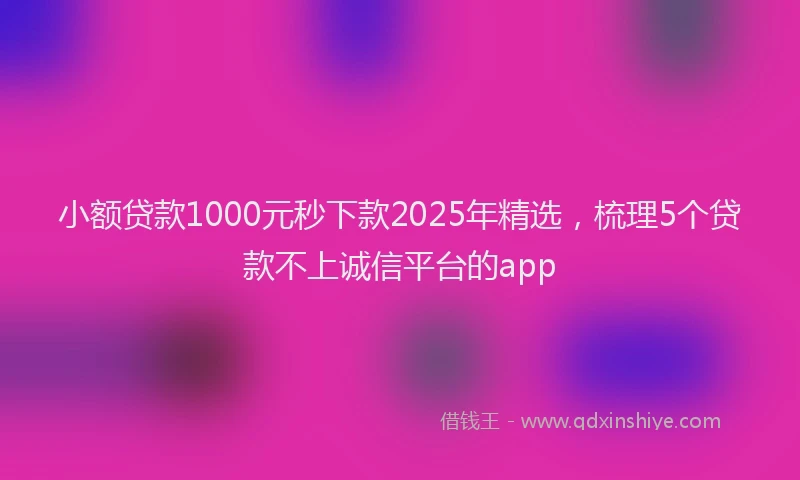 小额贷款1000元秒下款2025年精选，梳理5个贷款不上诚信平台的app